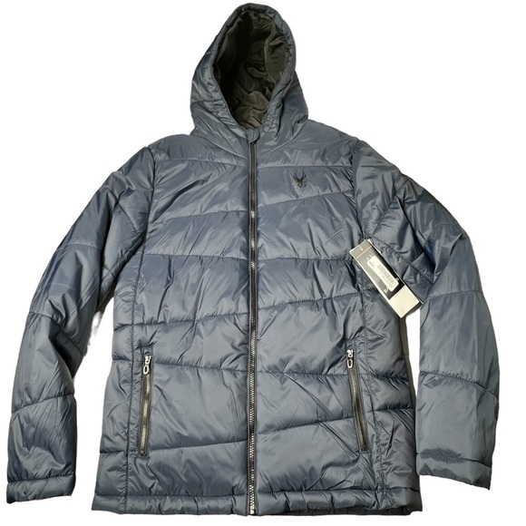 NWT SPYDER Nexus Hooded Puffer Jacket Frontier Navy Blue Men's Size S - Picture 7 of 16